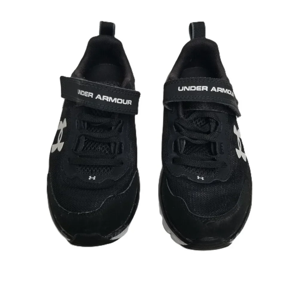 Under Armour Athletic Shoes Hook Loop Strap Kids 13K Black White